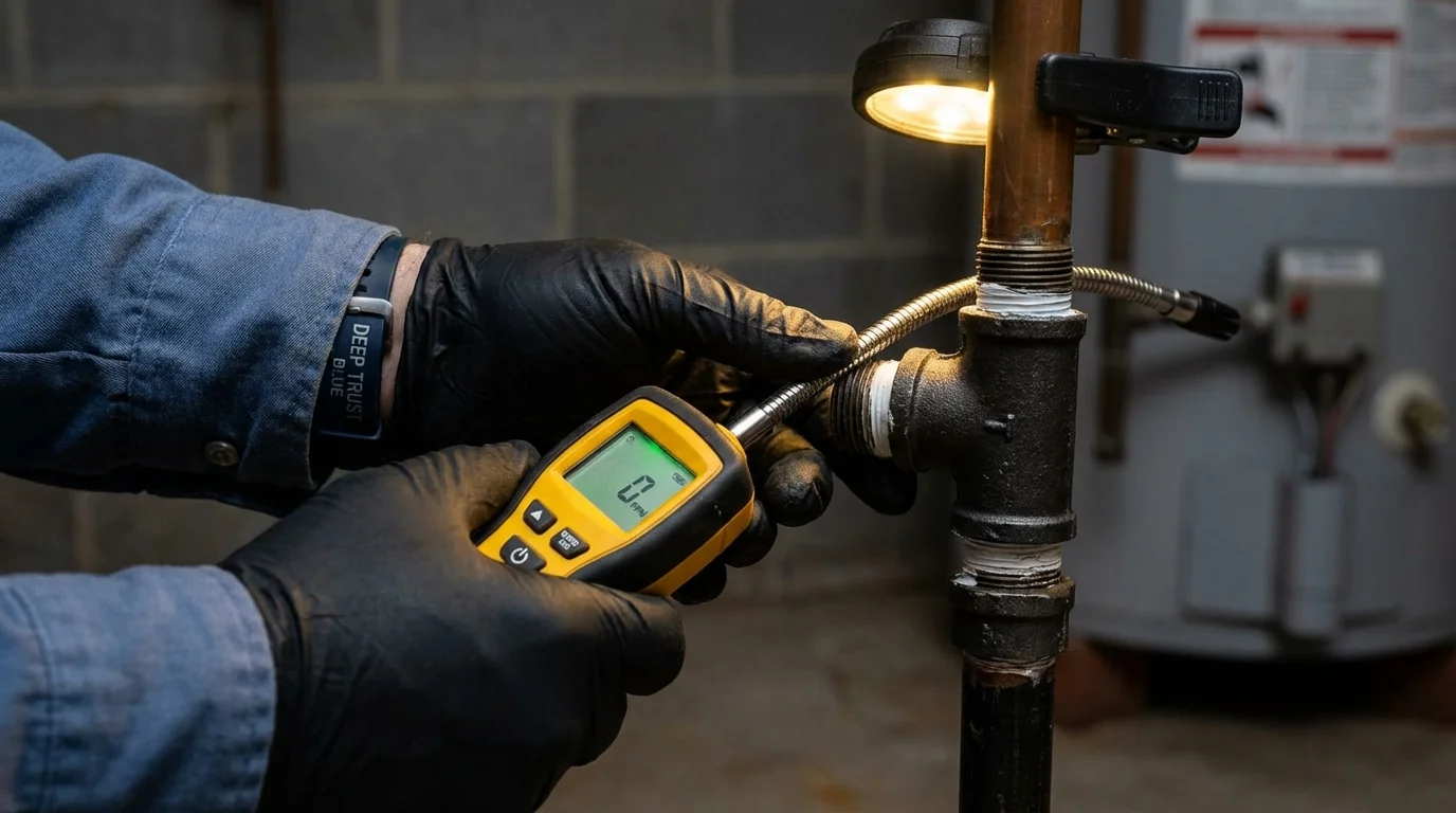 Gas leak detection with electronic sniffer by Johns Plumbing LLC in Reston