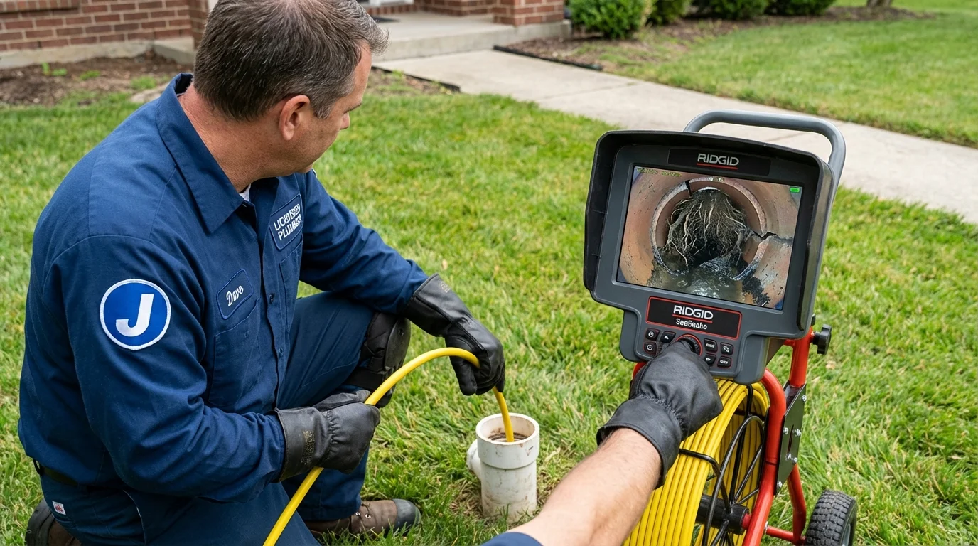 Sewer camera inspection being performed by Johns Plumbing LLC in Reston